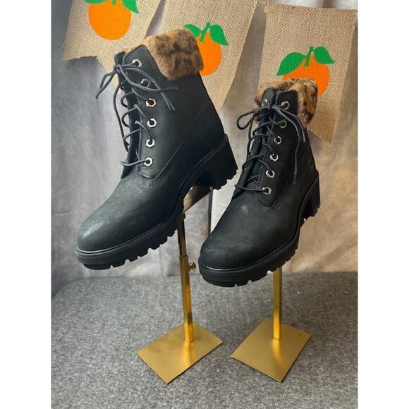 NWOT Timberland Kinsley 6-Inch Waterproof Black/Faux Fur Booties – Sz 8M - Picture 1 of 9